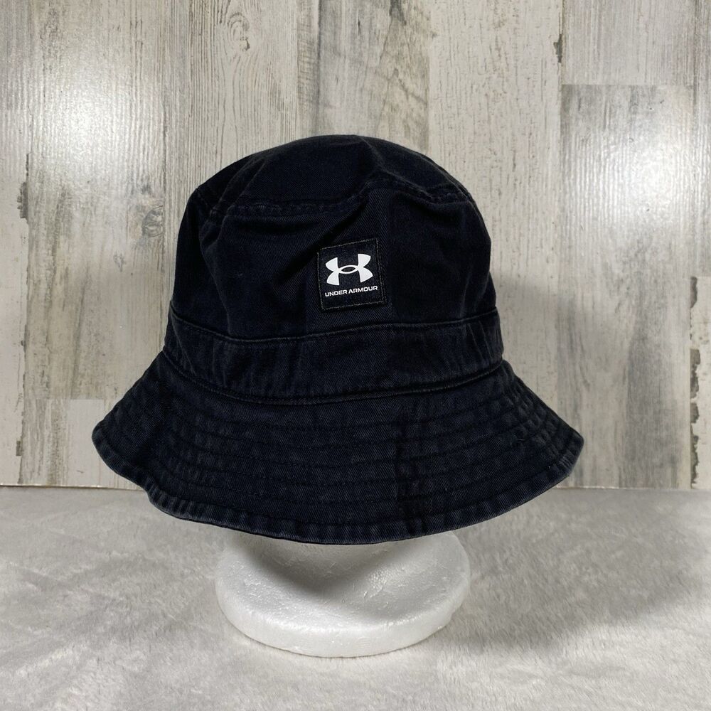 Under Armour Men's L/XL Black Bucket Hat White Logo Y2K Gorp Retro HipHop NWT
